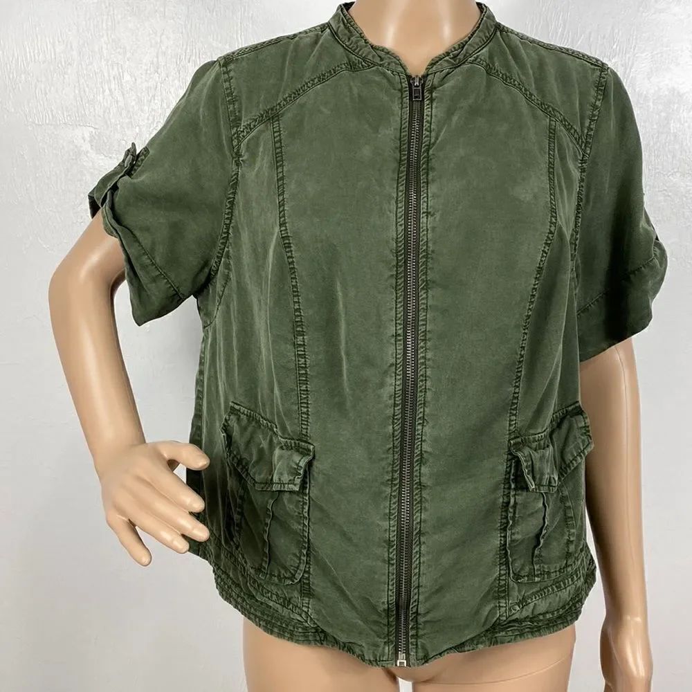 Torrid Dark Green Utility Zip Up Shirt Jacket Size 00
